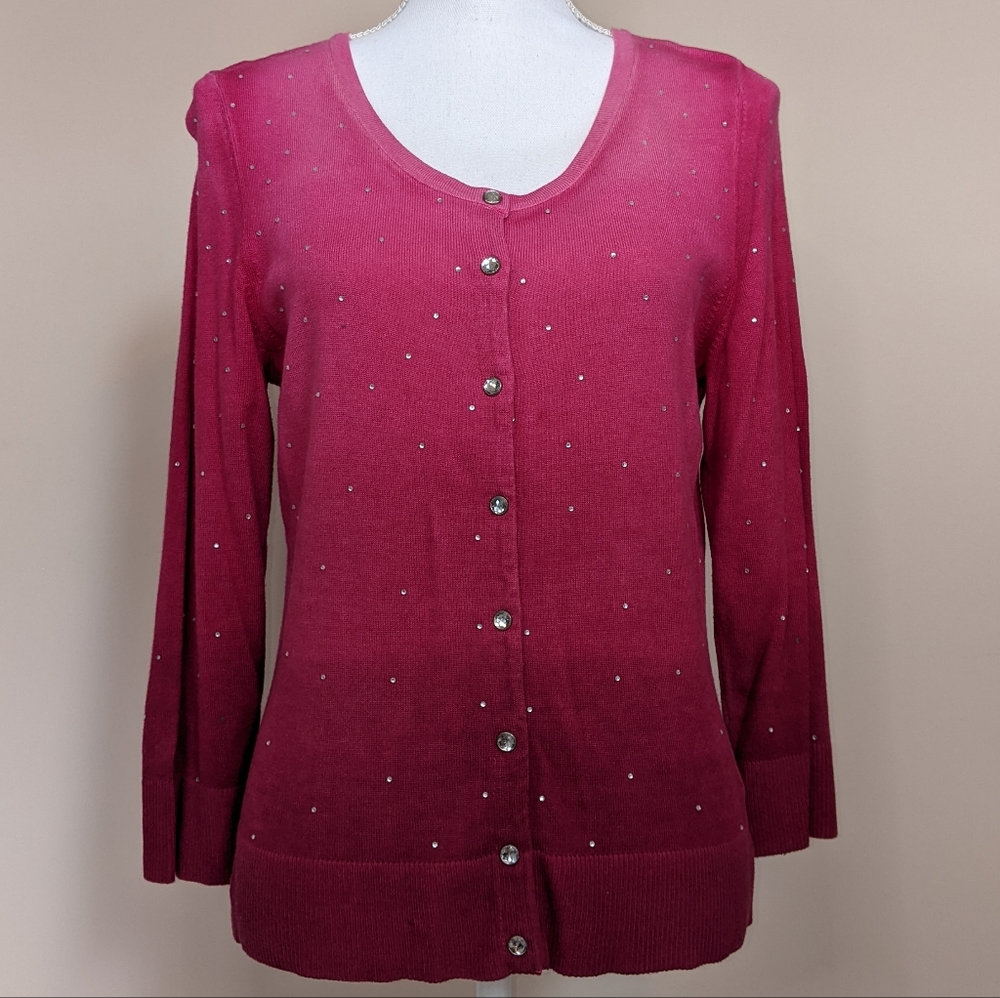 WHBM White House Black Market Cardigan Sweater Pink MEDIUM
